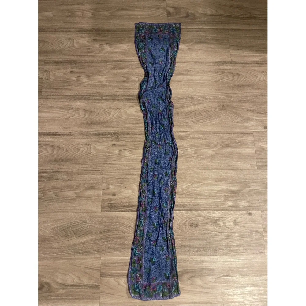 Vintage Silk Liz‎ Claiborne Blue Scarf Shawl Y2K 90s Fairycore Whimsey Artsy